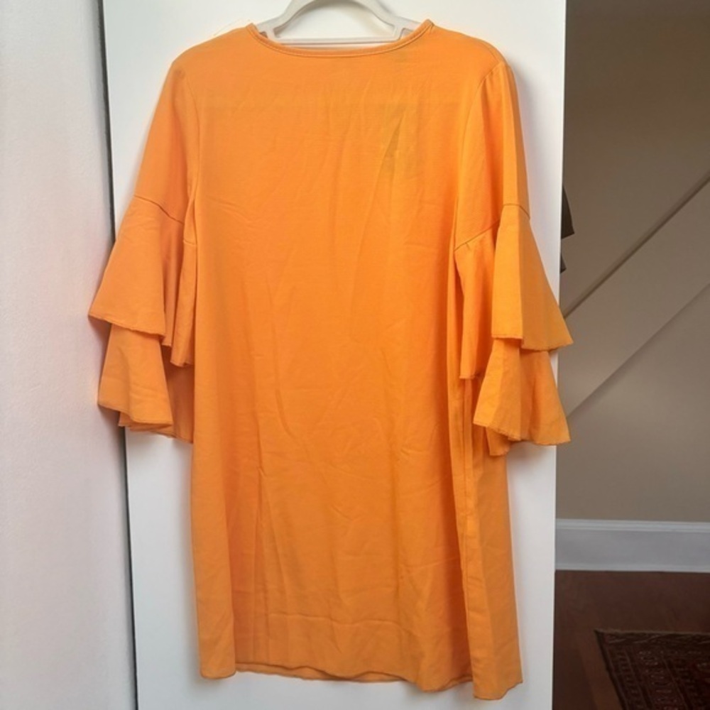 Boohoo Ruffle Sleeve Shift Dress in Yellow